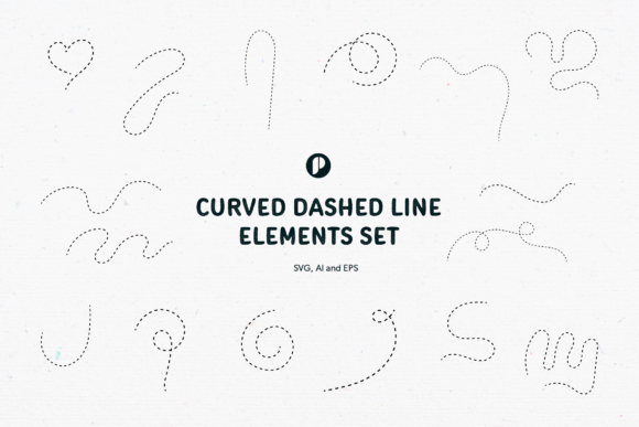 Download Curved Dashed Line Elements Set - Set Collection
