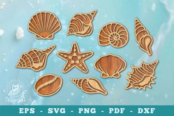 Download Set of Sea Shell Lasercut Decoration SVG - Set Collection