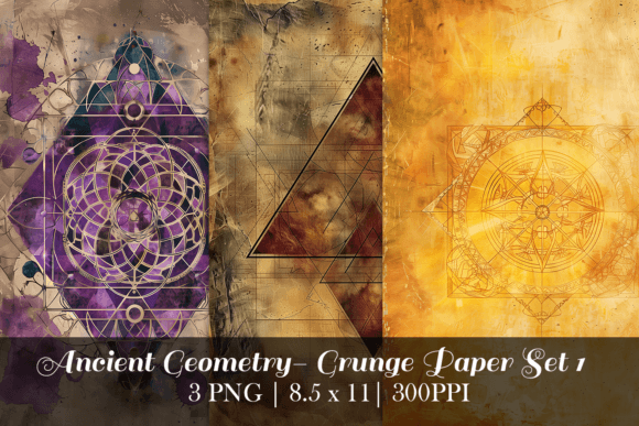 Download Ancient Geometry Grunge Paper Set 1 - Set Collection