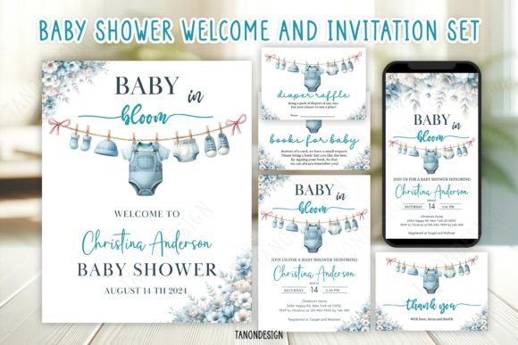 Download Boy Baby Shower Invitation Bundle Set - Set Collection