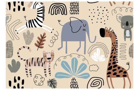 Download Vector Pattern with Cute Animals - Vector pattern Collection