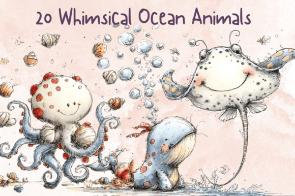 Download Whimsical Ocean Animals Clipart Set - Set Collection