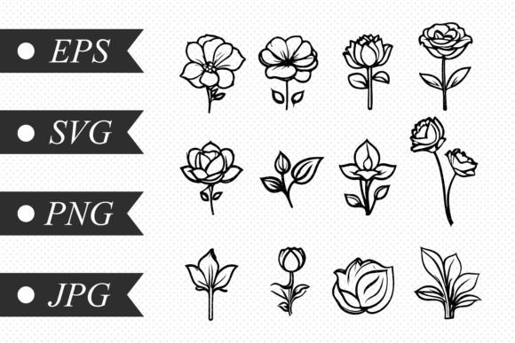 Download Set of Linear Flowers - Set Collection