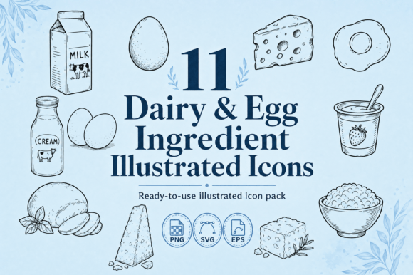 Download 11 Food Icon Set Dairy Egg - SVG PNG EPS - Set Collection