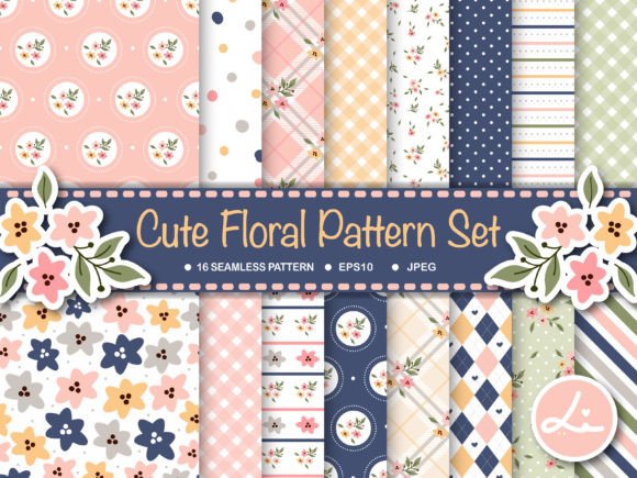 Download Cute Floral Digital Papers Set - Set Collection